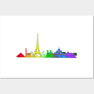 Paris Skyline rainbow Posters and Art